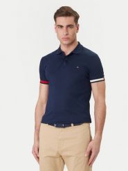 Tommy Hilfiger Polo MW0MW42743 Granatowy Slim Fit. Niebieskie koszulki polo męskie Tommy Hilfiger, l, bez wzorów, z bawełny, bez ramiączek. Za 449.99 zł.