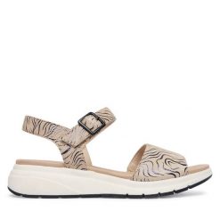 Sandały Caprice. Brązowe sandały damskie Caprice, bez wzorów, bez obcasa, na płaskiej podeszwie, bez zapięcia. Za 339.99 zł.