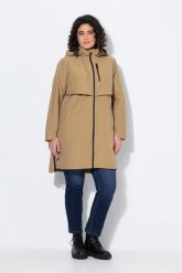 Damskie parka boczne rozcięcia na zamek kaptur kieszenie na zamek. Brązowe parki damskie Ulla Popken, plus size, bez wzorów, z bawełny, bez kaptura. Za 719.99 zł.