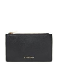Calvin Klein Portfel Foil Logo Top Zip Cardcase LV04F1090G Czarny. Czarne portfele damskie Calvin Klein, bez wzorów, ze skóry. Za 189.99 zł.