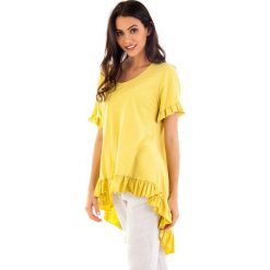 Koszulka w kolorze żółtym. T-shirty damskie marki fille de Coton, z bawełny, klasyczne, z okrągłym kołnierzem, z krótkim rękawem. W wyprzedaży za 86.95 zł.