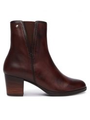 Pikolinos Botki Zamora W0E-8628 Brązowy ciemny. Brązowe botki damskie Pikolinos, ze skóry, bez obcasa, na słupku, bez zapięcia. Za 759.99 zł.