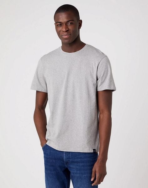 MESKA KOSZULKA WRANGLER 2 PACK TEE MID GREY MELEE 112321465. Szare t-shirty męskie Wrangler, xl, bez wzorów, bez kołnierzyka. W wyprzedaży za 79.99 zł.