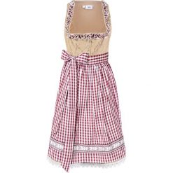 Sukienka ludowa z fartuchem, długość do kolan. Brązowe sukienki damskie bonprix, bez wzorów, bez kołnierzyka, bez ramiączek, midi. Za 489.99 zł.