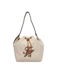 Tommy Hilfiger Torebka Th Elev Summer Bucket Canvas AW0AW18631 Beżowy. Brązowe torebki do ręki damskie Tommy Hilfiger, bez wzorów, z materiału, bez dodatków. Za 699.99 zł.