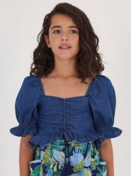 Mayoral Tunika 6197 Granatowy. Niebieskie bluzki dla dziewczynek Mayoral, bez wzorów, z bawełny, bez kołnierzyka, bez ramiączek. Za 129.99 zł.