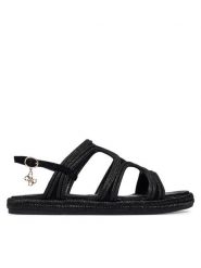 Guess Sandały FLJKLR FAB03 Czarny. Czarne sandały damskie Guess, z aplikacjami, z syntetyku, bez obcasa, na płaskiej podeszwie, bez zapięcia. Za 549.99 zł.