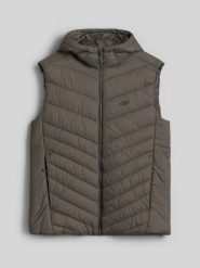 4F Bezrękawnik z wypełnieniem syntetycznym męski - khaki M. Brązowe kurtki męskie 4f, m, bez wzorów, z materiału, klasyczne, bez kaptura. Za 229.99 zł.