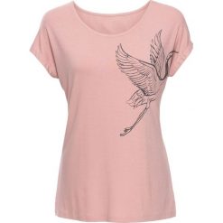 Shirt z nadrukiem ptaka bonprix stary jasnoróżowy z nadrukiem. Bluzki damskie bonprix. Za 44.99 zł.