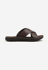 Brązowe Klapki z Krzyżującymi się Paskami Zairene. Brązowe eleganckie półbuty Born2be, na lato, z jeansu, eleganckie, bez zapięcia. Za 59.99 zł.