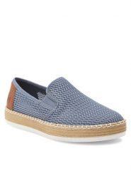 Rieker Espadryle L7873-12 Niebieski. Niebieskie espadryle damskie Rieker, bez wzorów, z materiału, bez obcasa, bez zapięcia. Za 269.99 zł.