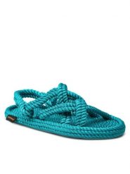 Bohonomad Sandały Bodrum BOD.0090.WRS Niebieski. Niebieskie sandały damskie Bohonomad, bez wzorów, z materiału, bez obcasa, na płaskiej podeszwie, bez zapięcia. Za 249.99 zł.