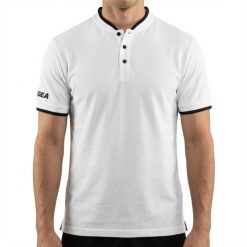 Męska Koszulka Polo Krótki Rękaw Tenis Kluczowe Cechy Biało-Czarna. Białe koszulki sportowe męskie Legea, m, bez wzorów, z bawełny, bez kołnierzyka, bez ramiączek, tenisowe. Za 64.00 zł.