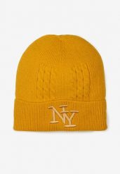 Żółta Czapka Beanie z Ozdobnymi Literami z Przodu Fetture. Żółte czapki i kapelusze damskie Renee, na zimę, bez wzorów, ze splotem. Za 29.99 zł.