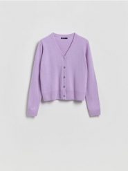 Wełniany kardigan - fioletowy. Fioletowe kardigany damskie Reserved, l, bez wzorów, z wełny. Za 179.99 zł.