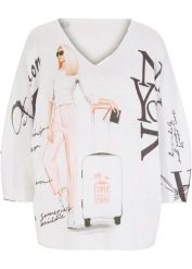 Sweter. Białe swetry damskie bonprix, na lato, bez wzorów, bez kołnierzyka, bez ramiączek, bez kaptura. Za 144.99 zł.