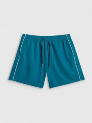 4F Spodenki plażowe damskie - turkusowe XL. Niebieskie szorty sportowe damskie 4f, l, bez wzorów, z dresówki, sportowe, na fitness i siłownię. Za 99.99 zł.
