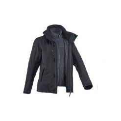 Kurtka turystyczna RainWarm 300 3w1 męska. Czarne kurtki męskie QUECHUA. Za 179.99 zł.