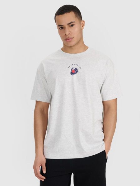 T-shirt oversize z nadrukiem męski 4F 4FRSS25TTSHM2981. Białe t-shirty męskie 4f, m, bez wzorów, z bawełny, klasyczne, bez kołnierzyka. Za 45.99 zł.