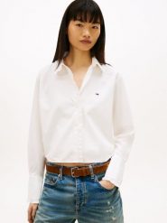 Tommy Jeans Bluzka Kobiety Bawełna biały, L. Białe bluzki damskie Tommy Jeans, l, bez wzorów, z bawełny, bez kołnierzyka, bez ramiączek. Za 279.95 zł.
