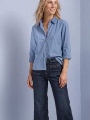 Street One bluzka z sztruksu Kobiety Bawełna niebieski, 44. Niebieskie bluzki damskie Street One, bez wzorów, z bawełny, street, bez kołnierzyka, bez ramiączek. Za 249.95 zł.