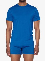 Koszulka termoaktywna Devold Breeze Merino 150 T-Shirt. Niebieskie t-shirty męskie Devold, m, bez wzorów, z materiału, bez kołnierzyka. Za 351.99 zł.