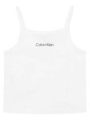Calvin Klein Jeans Top LVCKSJB12G Biały Slim Fit. Białe t-shirty i topy dla dziewczynek Calvin Klein Jeans, bez wzorów, z jeansu, bez ramiączek. Za 129.99 zł.
