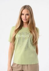 T-shirt z błyszczącym nadrukiem T-SEAR. Białe t-shirty damskie Volcano, m, bez wzorów, z bawełny, klasyczne, bez kołnierzyka. Za 59.99 zł.