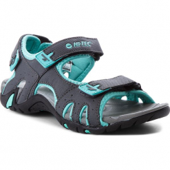 Sandały HI-TEC - Erie Wo's AVSSS18-HT-01-Q2 Grey/Turquoise/Dark Grey. Szare sandały damskie Hi-tec, z materiału. W wyprzedaży za 119.00 zł.