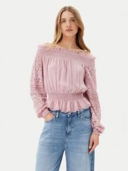 Guess Bluzka W5GH0S WE550 Różowy Regular Fit. Czerwone bluzki damskie Guess, l, z aplikacjami, z wiskozy, bez kołnierzyka, bez ramiączek. Za 329.99 zł.
