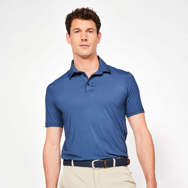Koszulka polo do golfa z krótkim rękawem męska Inesis WW900. Niebieskie buty sportowe męskie INESIS, l, bez wzorów, z dżerseju, sportowe, bez ramiączek. W wyprzedaży za 79.99 zł.
