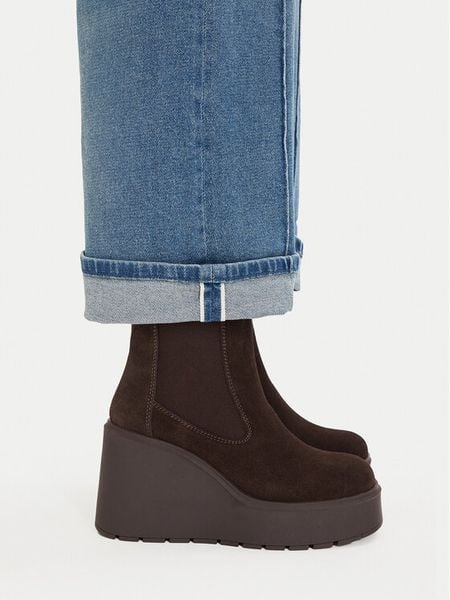 Badura Botki C-JANE-HY60195-7 Brązowy. Brązowe botki damskie Badura, ze skóry, bez obcasa, na koturnie, bez zapięcia. Za 279.99 zł.