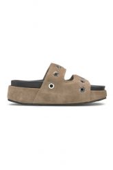Inuikii SUEDE STUDS Klapki damskie. Brązowe klapki damskie Inuikii, bez wzorów, ze skóry, eleganckie, bez obcasa, na platformie. Za 739.99 zł.
