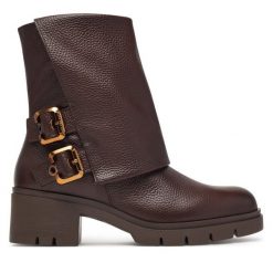 Botki Hispanitas. Brązowe botki damskie Hispanitas, bez obcasa, na słupku, bez zapięcia. Za 859.99 zł.