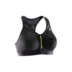 Stanik do biegania ZIP duże rozmiary. Czarne biustonosze KALENJI, z elastanu. Za 79.99 zł.