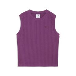 Damski top bez rękawów HER PUMA. Fioletowe koszulki sportowe damskie Puma, bez wzorów, bez kołnierzyka, bez ramiączek, do biegania. Za 109.00 zł.