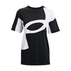 Koszulka sportowa damska Under Armour Live Graphic Pre Fall SS. Czarne koszulki sportowe damskie Under Armour, m, bez wzorów, z bawełny, bez kołnierzyka, bez ramiączek, trekkingowe. Za 259.00 zł.