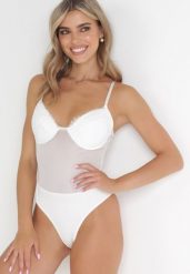 Białe Body z Koronkowymi Wstawkami i Usztywnionymi Miseczkami Thephne. Białe body damskie Born2be, s, bez wzorów, z koronki. Za 109.99 zł.