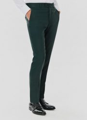 PAKO LORENTE – Spodnie garniturowe w kolorze zielonym. Zielone eleganckie spodnie męskie Pako Lorente, bez wzorów, z elastanu. Za 599.99 zł.