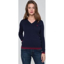 FELIX HARDY sweter damski S ciemnoniebieski. Niebieskie swetry damskie Felix Hardy, s, bez wzorów, bez kołnierzyka, bez ramiączek, bez kaptura. W wyprzedaży za 169.00 zł.