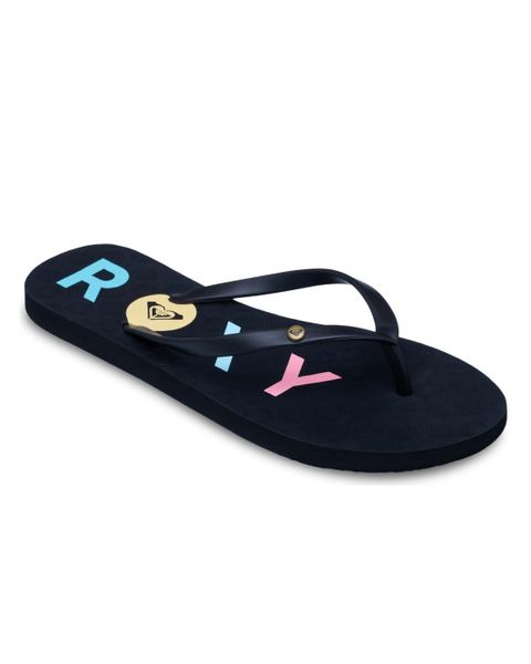 Sandały dla Kobiety SANDY Czarny. Czarne sandały damskie Roxy, bez wzorów, z gumy, bez obcasa, bez zapięcia. Za 84.99 zł.