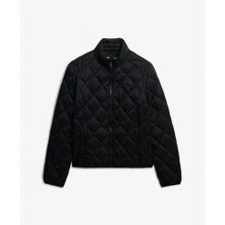 Damska kurtka puchowa Superdry Fuji Lite. Czarne kurtki damskie Superdry., bez wzorów, z puchu, bez kaptura. Za 451.40 zł.