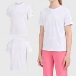 KOSZULKA SPORTOWA DZIEWCZĘCA 4F T-SHIRT SZYBKOSCHNĄCY. Czerwone t-shirty i topy dla dziewczynek 4f, bez wzorów, z materiału, bez ramiączek. Za 49.99 zł.
