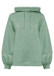 Bluza z kapturem oversize, z miękkiego materiału z bawełną. Zielone bluzy damskie bonprix, bez wzorów, z bawełny, z kapturem. Za 109.99 zł.