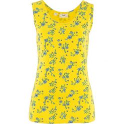 Top w kwiaty bonprix żółty cytrynowy z nadrukiem. Topy damskie marki DOMYOS. Za 16.99 zł.