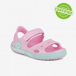 Sandały dziecięce Coqui Jogi. Czerwone sandały dziewczęce Coqui, z materiału, bez zapięcia. Za 125.99 zł.