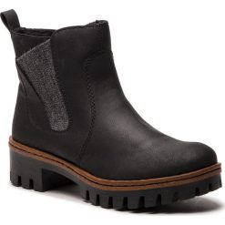 Botki RIEKER - 75754-01 Schwarz. Czarne kozaki damskie Rieker, z materiału, bez obcasa. W wyprzedaży za 199.00 zł.