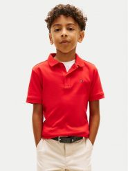 Tommy Hilfiger Polo Essential KB0KB10007 Czerwony Regular Fit. Czerwone t-shirty dla chłopców Tommy Hilfiger, bez wzorów, z bawełny, bez ramiączek. Za 209.99 zł.