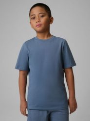 4F T-shirt regular gładki chłopięcy - granatowy 152 (11-12 lat). Niebieskie t-shirty dla chłopców 4f, bez wzorów, z bawełny, bez ramiączek. Za 29.99 zł.