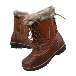 Buty sportowe Geographical Norway. Brązowe obuwie sportowe damskie Geographical Norway, bez wzorów, z polaru. Za 199.00 zł.